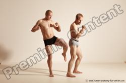 Underwear Martial art Man - Man White Moving poses Slim Short Blond Dynamic poses Academic